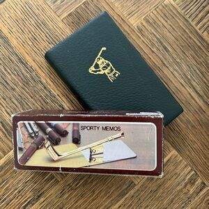 1970s Brass Golf Club Paper Holder Clip Document Organizer and Golfers Journal